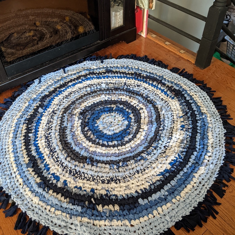 Handmade, upcycled fabric rug